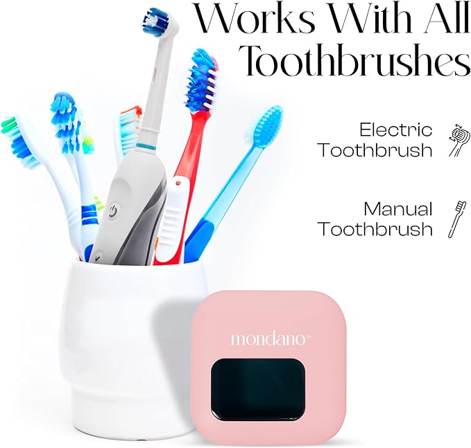 Mondano UV-C Toothbrush Sanitizer and Holder, Toothbrush Case - Manual/Electric Toothbrush Cover for Any Toothbrush Head - Rechargeable Toothbrush Travel Case, Tooth Brush Cover Cap for Home
