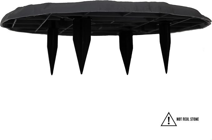 Ei Circular 15.5” Stepping Stones with Ground Stakes - Home or Garden Step Stones for Outdoor Walkway or Pathway Pavers - Resin Material (4, Slate Grey)