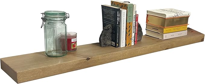 joelsantiques 60 Inch Wooden Floating Shelves for Wall - 60x6x2 in - Made of Natural Wood - Rustic Wall Shelves for Bedroom - Perfect for Living Room, Kitchen - Natural