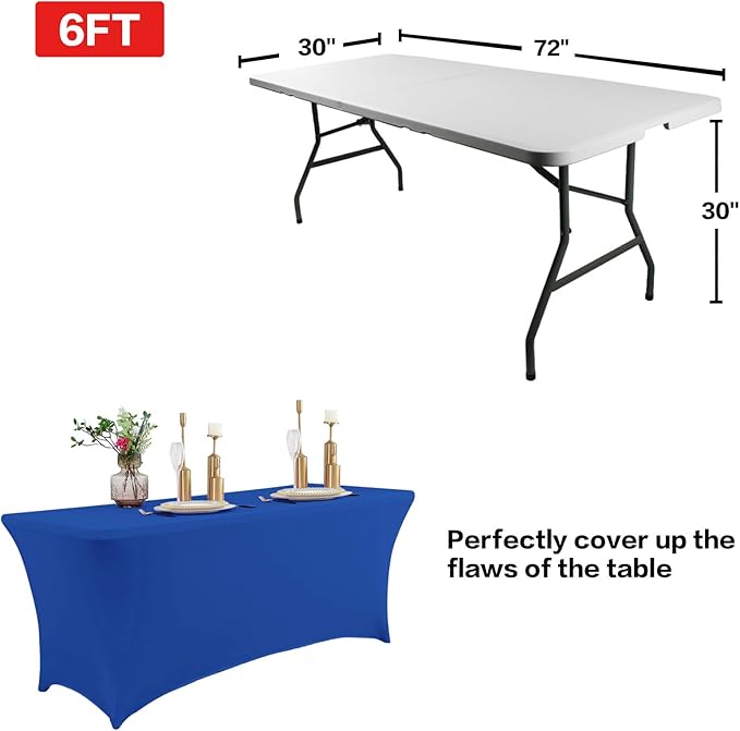 IVAPUPU 8FT Table Cloth for Rectangular Fitted Events Stretch Fuchsia Table Covers Washable Cover Spandex Tablecloth Protector for Party, Wedding, Cocktail, Banquet, Festival