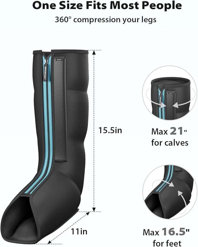 CINCOM Leg Massager for Circulation and Pain Relief, Air Compression Massager for Foot and Leg Helpful for Lymphedema Edema Restless and Relaxation Birthday Gift for Women Men