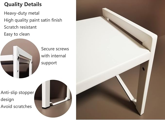 Expandable Cabinet Shelf Organizer 16-26" L Stackable Kitchen Counter Shelf Rack Stand Sink Riser Countertop Storage White (Narrow 5.1”D)