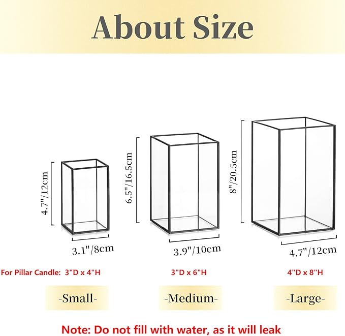 Glass Hurricane Candle Holder Large - Hewory 18pcs Black Rectangle Flower Holders Centerpiece for Table, Tall Floor Square Pillar Candle Lantern for Wedding, Anniversary, Party, Fireplace, Dining Room