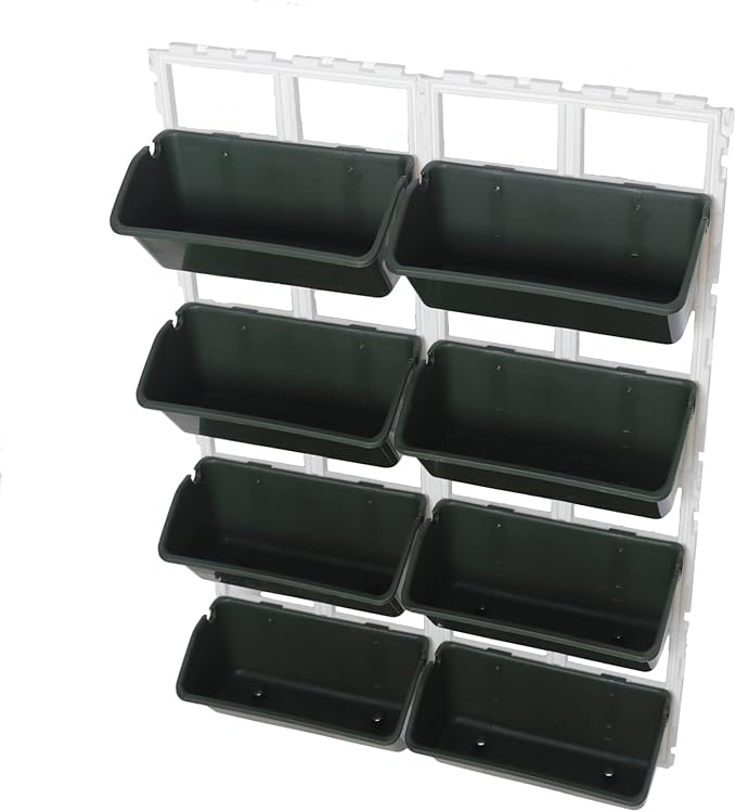 8 Pockets Vertical Planters,Wall Mounted Plastic Plant Grow Pots,Wall Pocket Planters for Indoor,Outdoor,Balcony,Garden Decoration,Green