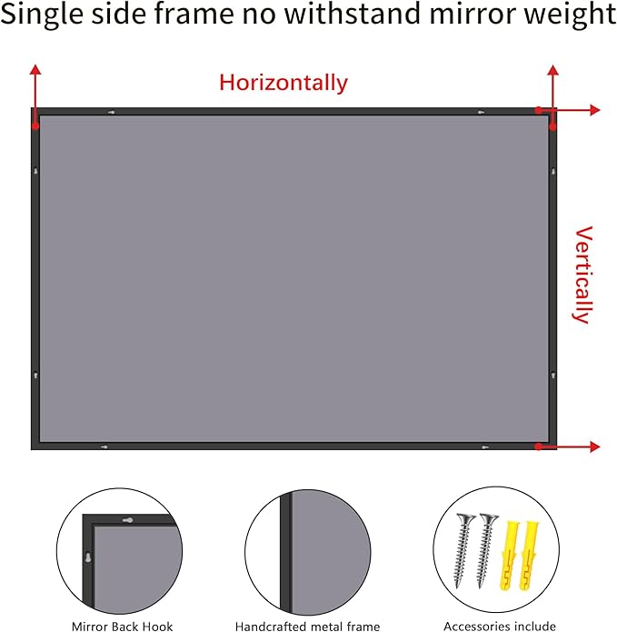 40x60inch Black Bathroom Mirror, Black Rectangle Mirror with Frame, Large Rectangular Wall Mirrors for Bathroom, Living Room, Hair Salon, Big Farmhouse Mirror Hang Horizontal/Vertical