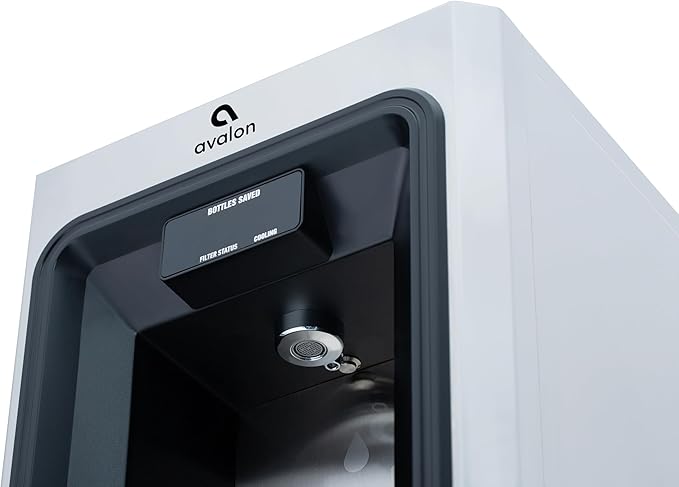 Avalon Freestanding Bottle Filler, High Capaciy Cooling, Sensor Dispensing, UV Cleaning, Digital Bottle Counter Display, Dual Filtration, WiFi Enabled