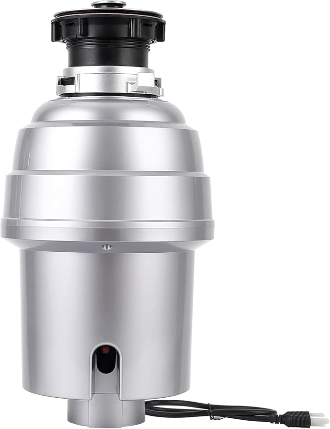 Powerful 1HP Stainless Steel Garbage Disposer, Dishwasher-Friendly and Continuous Feeding Waste Disposer, Grinding Material Four-Stage Grinding, Silver
