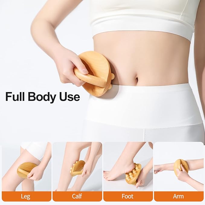 AiRelax Wood Therapy Massage Tools,Wooden Massage Body Brush for Cellulite Remover,Itchy Skin Relief,Body Shaping,Professional Maderoterapia Kit Meridian Pressure Brush,Lymphatic Drainage Massager