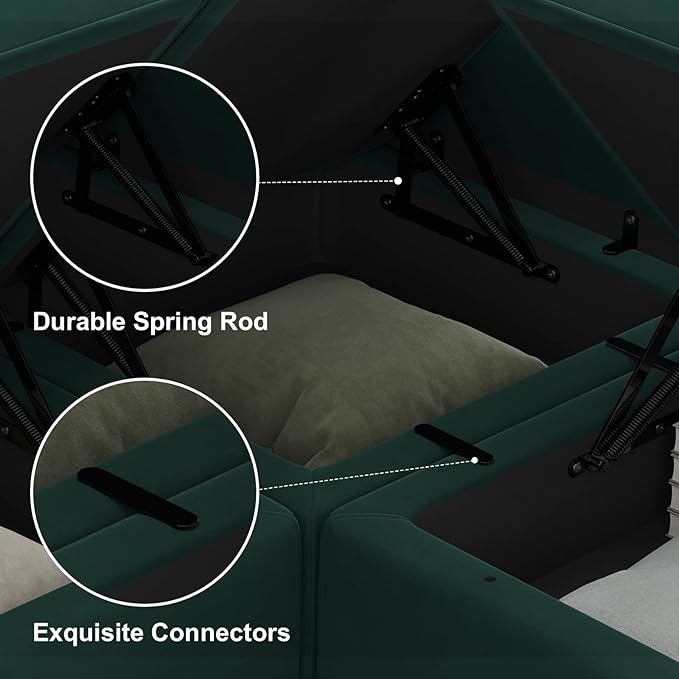 Belffin Modular Sectional Sofa Oversized U Shaped Sectional Couch with Reversible Chaise Velvet Modular U Shape Sofa with Storage Seat Green