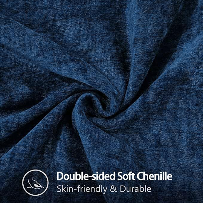 decorUhome Chenille Soft Throw Pillow Covers 22x22 Set of 2, Farmhouse Velvet Neutral Decorative Euro Pillow Covers with Stitched Edge for Couch Sofa Bed Home Decor, Poseidon