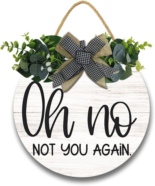 Funny Hanging Wall Sign for Front Door Home Kitchen Decor Rustic Wooden Round Sign Wall Decoration for Kitchen Dining Room Living Room Bedroom Outdoor