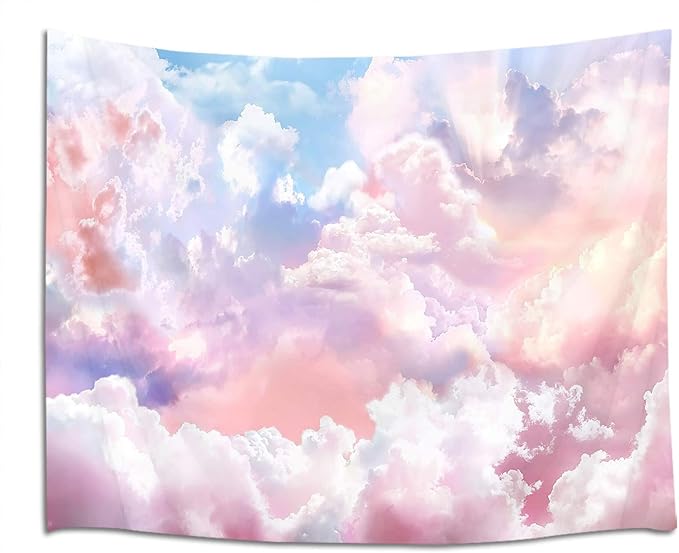 HVEST Pink Cloud Tapestry Colorful Abstract Clouds Natural Landscape Tapestries Wall Hanging for Bedroom Living Room Teen Dorm Indie Decor Poster Blanket,92.5x70.9 Inch