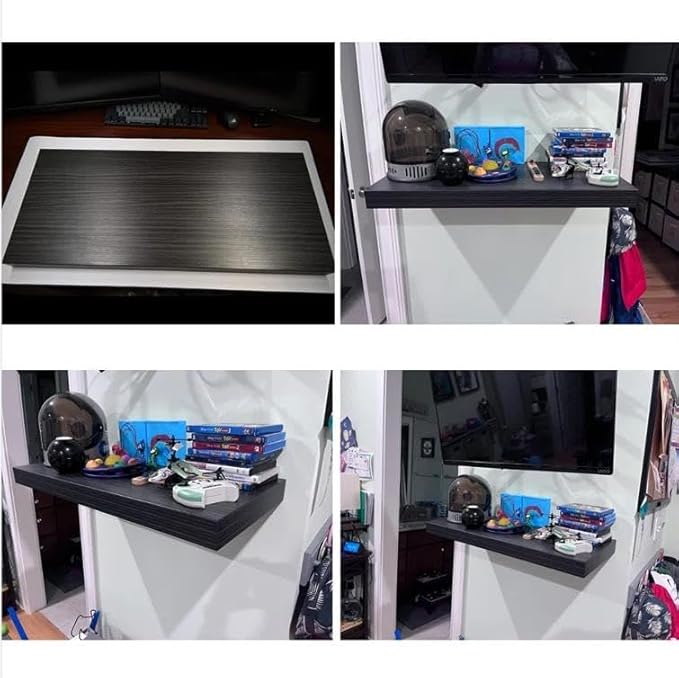 Floating Shelf, Set of 2 Wall Shelf, 30 in W x 12.75 in D x 2 in H Wooden Floating Wall Shelf with Invisible Brackets for Living Room/Bedroom/Bathroom/Kitchen Storage and Decor, Black Wood