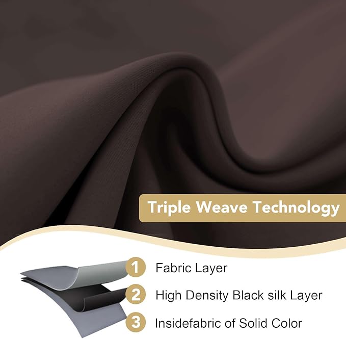 H.VERSAILTEX Three Pass Microfiber Blackout Thermal Insulated Grommet Panels Window Curtains/Drapes (Set of 2, Chocolate Brown, 52 x 96 Inch)