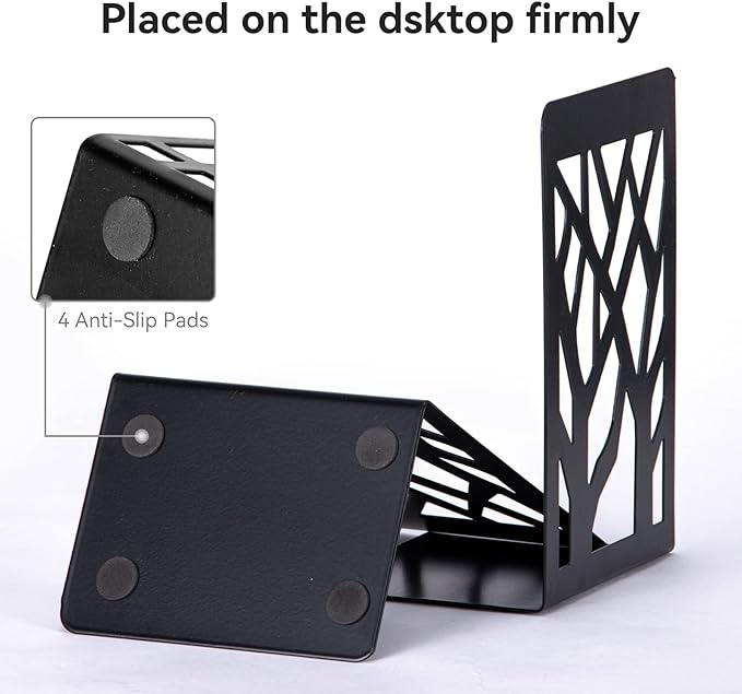 Decorative Metal Bookends Black Set of 4