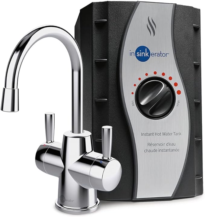 InSinkErator Stainless Steel Tank, HC250C-SS HOT250 System, 2-Handle Drinking Faucet in Chrome & F-2000S Premium Under Sink Water Filtration System for Instant Hot and Cold Water Dispe