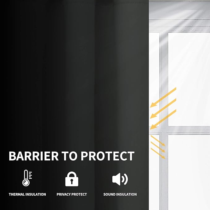 Easy-Going Blackout Curtains for Bedroom, Solid Thermal Insulated Grommet and Noise Reduction Window Drapes, Room Darkening Curtains for Living Room, 2 Panels (52x108 in,Dark Gray)