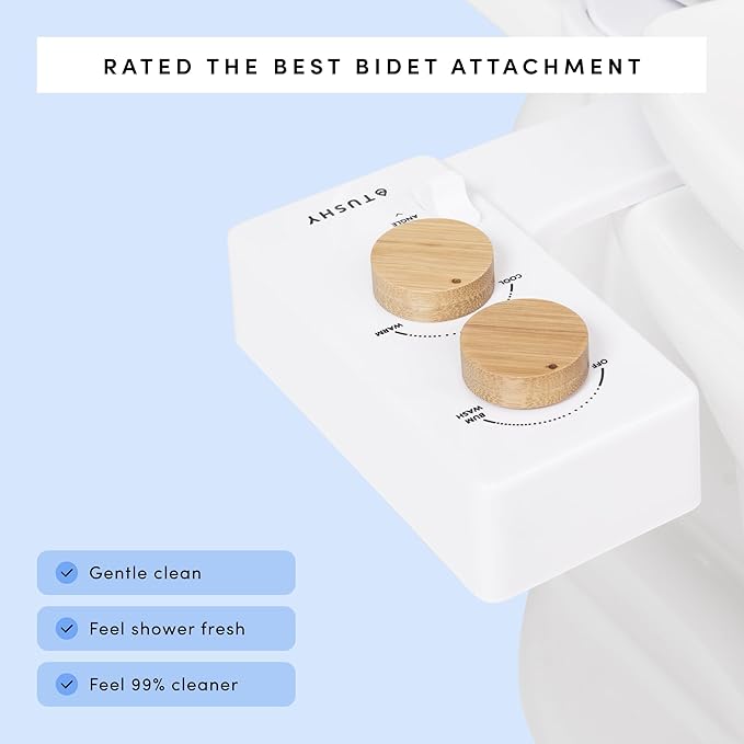 TUSHY 3.0 Spa Cool to Warm Water Bidet Attachment. Easy Universal Toilet Seat Install, Requires Sink Connection for Temperature Control. Fresh Self-Cleaning Clean Water, Gunmetal
