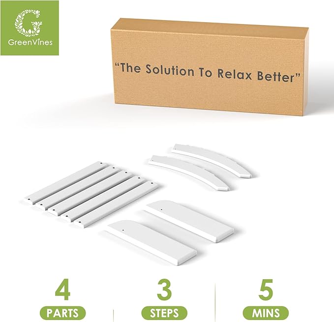 GREENVINES Adirondack-Ottoman | Set of 2 | HDPE Plastic | Outdoor Footrest | All Weather | Foot Rest | Foot Stool | White | for Adirondack Chair | for Patio Backyard Pool