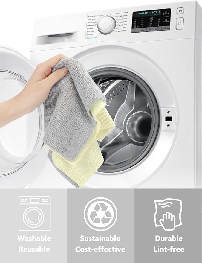 Fantasticlean Microfiber Cleaning Cloth Roll -75 Pack, Tear Away Microfiber Towels, 12" x 12", Reusable, Washable, Scratch Free, Ultra Absorbent Dish Rags for Car, Home, Garage or Shop (Beige)