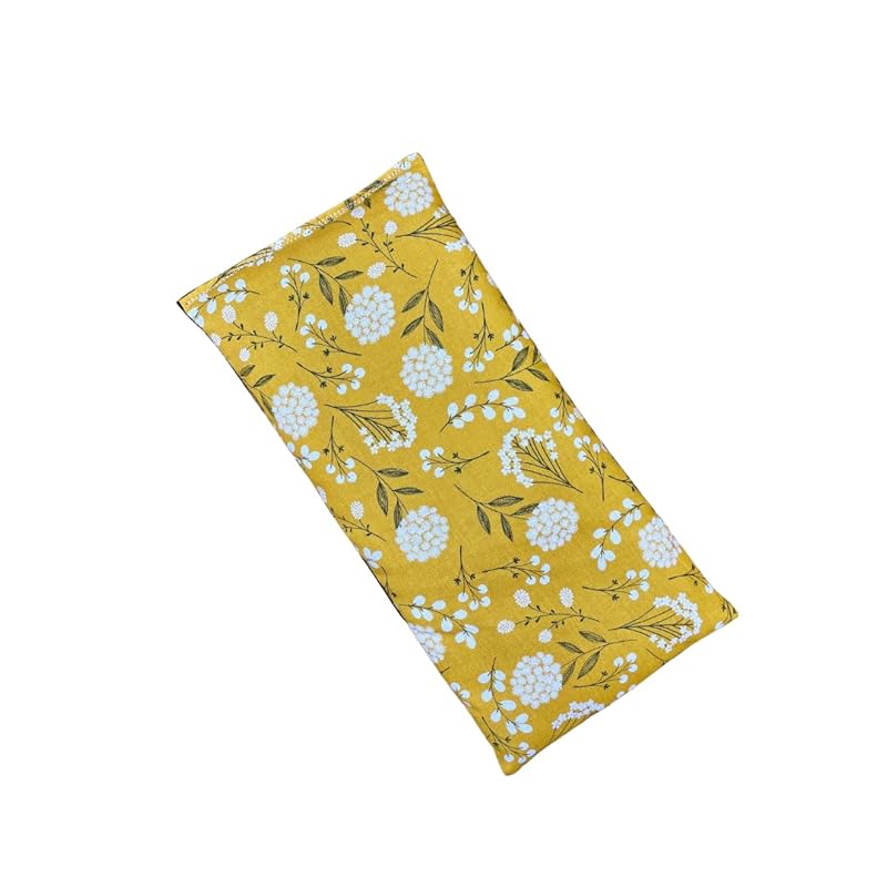 Large Microwave Heating Pad with Flax Seed, Scented or Unscented, Good For Back Pain or Cramps, Moist Heat Therapy or Ice Pack, Microwavable Bean Bag, 6" x 12" (Mustard Floral, Lavender)