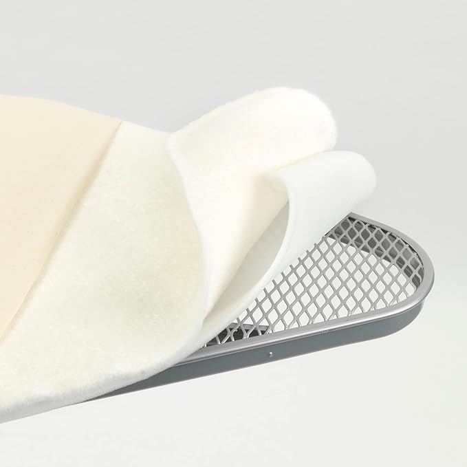Brabantia Size C Ironing Board (49 x 18in) 7 Height Options, Solid Steam Iron Rest Holder & Linen Rack & Cord Holder (Ecru) Non-Slip Feet, Anti-Collapse Child Locks
