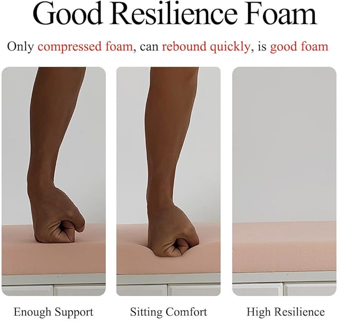 Chair Cushion for Dining Chairs with Ties Non Slip Memory Foam Kitchen Room Chair Pads 2 Pack 17x16 Inch, Khaki