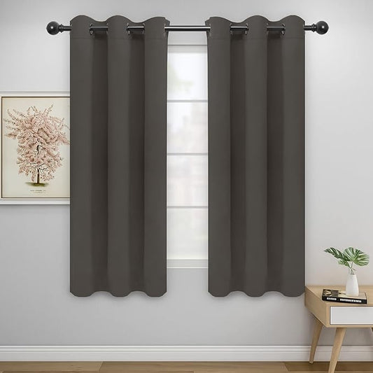 Easy-Going Blackout Curtains for Bedroom, Solid Thermal Insulated Grommet and Noise Reduction Window Drapes, Room Darkening Curtains for Living Room, 2 Panels(42x72 in, Taupe)
