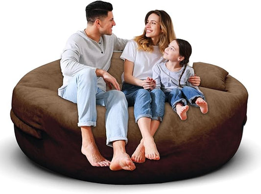 Bean Bag Chair for Adults 5FT,Soft Removable Cover for Teens/Girls Bedroom,Fluffy Giant Round Floor Beanbag Lounger Chairs (No Filler,Deep Coffee)
