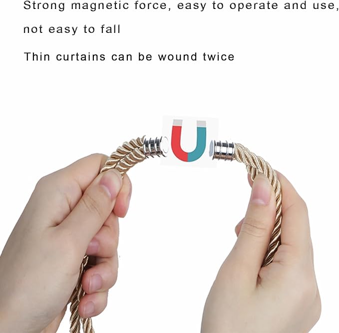 Fenghuangwu 2Pack Magnetic Curtain Tiebacks – Bohemian Style Handmade Woven Tie-Backs for Drapes,Elegant Exquisite Knot Holdbacks,Outdoor Boho & Modern Home Decor-Cotton