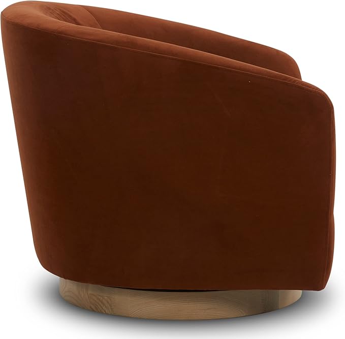 CHITA Swivel Accent Chair, FSC Certified Upholstered Velvet Barrel Chair for Living Room, Fully Assembled, Burnt Orange