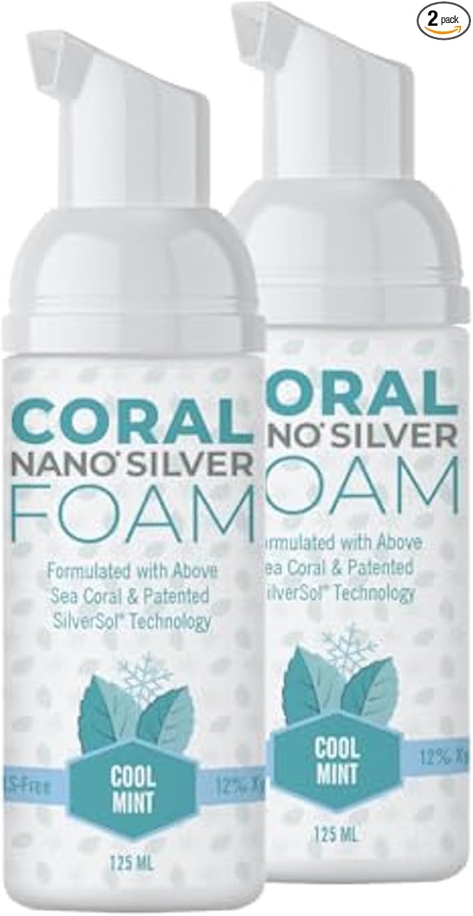 Coral Nano Silver Foaming Toothpaste, Natural Fluoride Free Toothpaste, SLS and Glycerin Free, Cool Mint, 4 Ounce