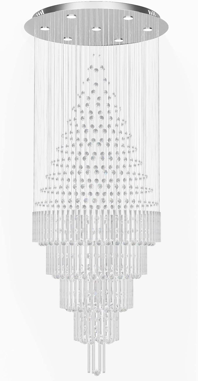 D40''X H120'' High Ceiling Chandelier Crystal Raindrop Big Chandeliers Staircase Large Chandelier Empire Entrance Foyer High Ceiling Pendant Chandelers Fixture LED Dimmable 2700K-4500K-6000K