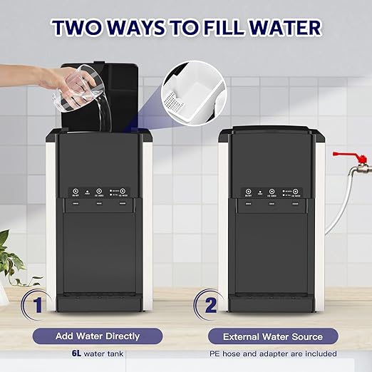 3 in 1 Water Dispenser with Ice Maker, Nugget Ice Maker Countertop, Bullet Ice, Crushed Ice, Water Cooler, 44Lbs/24H, 12 Ice Cube/6Min, Self-Cleaning, 4Lbs Ice Storage, Home, Kitchen, Party, RV