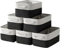TheWarmHome Storage Bins for Shelves - 6 Pack 11.8x7.8x5.2 inch Collapsible Storage Cubes, Basket for Gifts Empty Closet Organizing Dog Toy Box (White & Black)