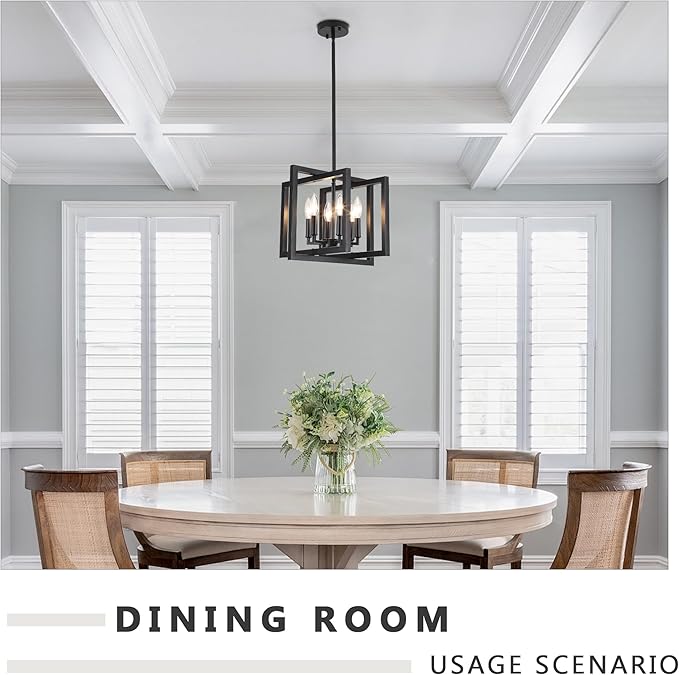 ANKYLHUA Black Chandelier,6-Lights Ceiling Light Fixture E12,Adjustable Hight Pendant Lights Kitchen Island,Chandeliers for Dining Room Bedroom,Entryway,Foyer