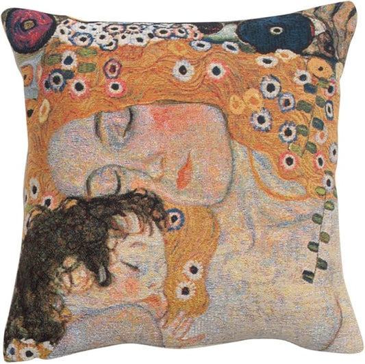 C Charlotte Home Furnishings Inc Mother and Child 1 Cushion Cover | Pure Cotton Decorative Cushion Case | Cushion Cover for Indoor Use | 17x17 Inch Cushion Cover for Living Room I by Gustav Klimt
