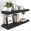 Heimlove 12 Inch Deep Floating Shelves, 48 x 12 inches Long Wall Shelf, Large Display Shelf & Storage Shelf, Rustic Wood Wall Shelves for Fireplace Mantel, Set of 2(Black)