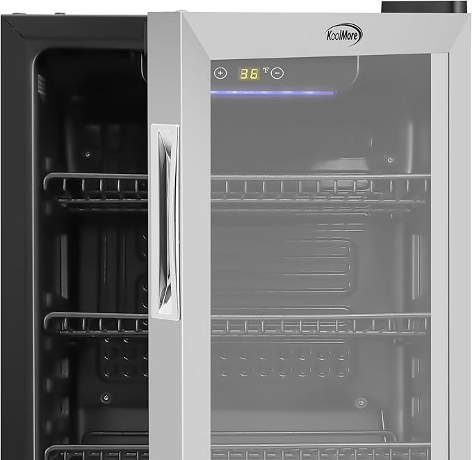 KoolMore 18 in. 3.2 Cu. Ft. Beverage Refrigerator Merchandiser with Stainless Steel Trim and Touch Panel For Soda, Beer or Wine Perfect for Use in a Commercial or Home Setting, ETL Listed (KM-BR32SS)