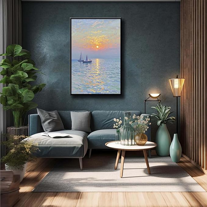 Coastal sailboat scenery poster art decor ocean nautical room decor beautiful sailboat seascape decor suitable for beach villa