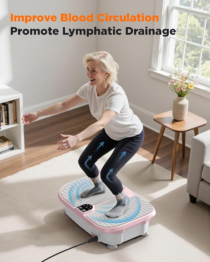 FEIERDUN Vibration Plate Exercise Machine, 400 LBS Capacity Vibration Plate for Lymphatic Drainage, Max Space for Whole-Body Workout & Relaxation at Home