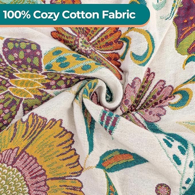 Cotton Throw Bed Blanket 90''x98'', Soft Lightweight Breathable Muslin Blanket for Couch, Bed, Travel, Picnics, All Season Gauze Blanket, Home Decor