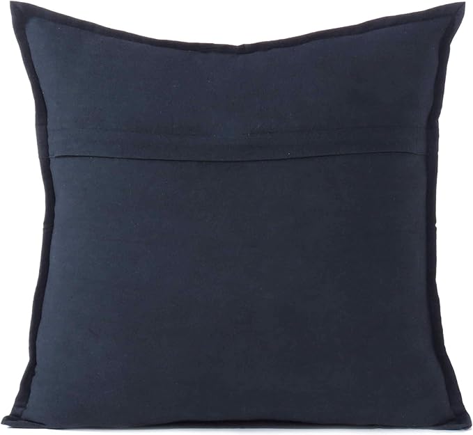 Eyes of India Embroidered Decorative Boho Throw Pillow Cover with Mirrors, Handmade Bohemian Accent Cushion Case for Sofa Couch Bedroom Living Room (Black, 24" x 24")