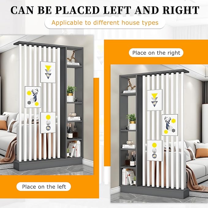 Wall Room Divider,Freestanding Room Divider with Shelves,Wood Room Divider Screen with Storage Cabinet, Wall Divider for Room Separation, for Home Office Decorative G 39.4×9.4×78.7in