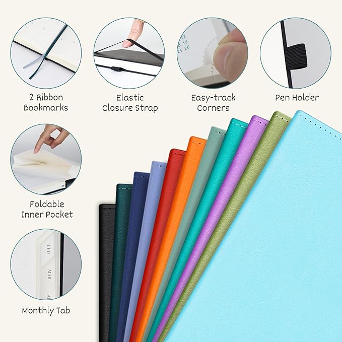 BEZEND Planner 2025-2026 Weekly and Monthly, 5.8" x 8.5" Academic Calendar (Jul 25-Dec 26) Vertical Daily Appointment with Hourly Timeslot & Monthly Tab, PU Leather Hardcover - Lavender