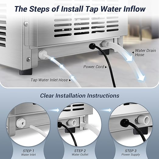 Commercial Ice Maker Machine 120LBS/24H with 30LBS Storage Bin, 15" Wide Undercounter/Freestanding Ice Maker Machine for Home Bar Outdoor, 40PCS Ice Cubes Ice Machine, Self Cleaning