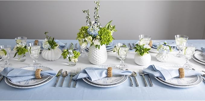 Solino Home Linen White Table Runner 108 Inches Long - 100% Pure Linen 14 x 108 Inch Table Runner for Fall, Autumn, Halloween, Thanksgiving - Classic Hemstitch