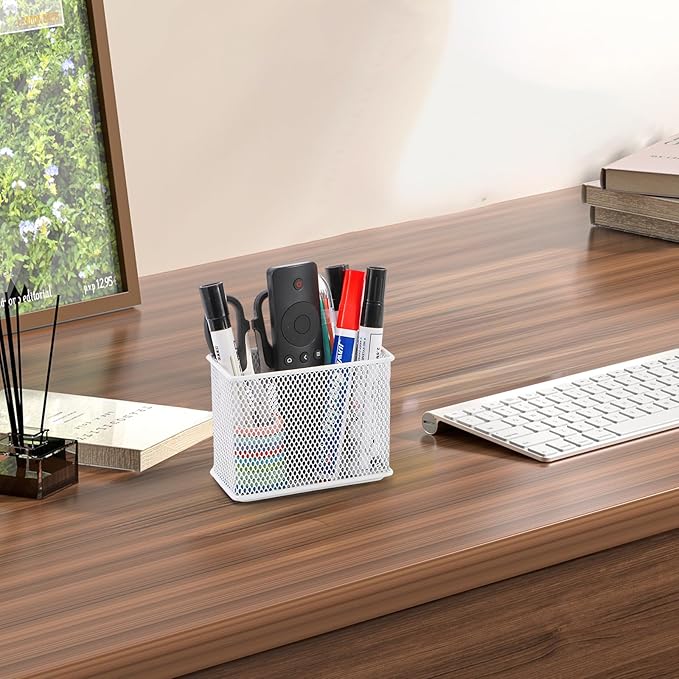 4.5'' × 2.2'' × 3.5'' Magnetic Basket for Whiteboard White Magnetic Basket for Fridge Magnetic Organizer Holder with 4 Strong Magnets Magnetic Holder for Refrigerator Locker