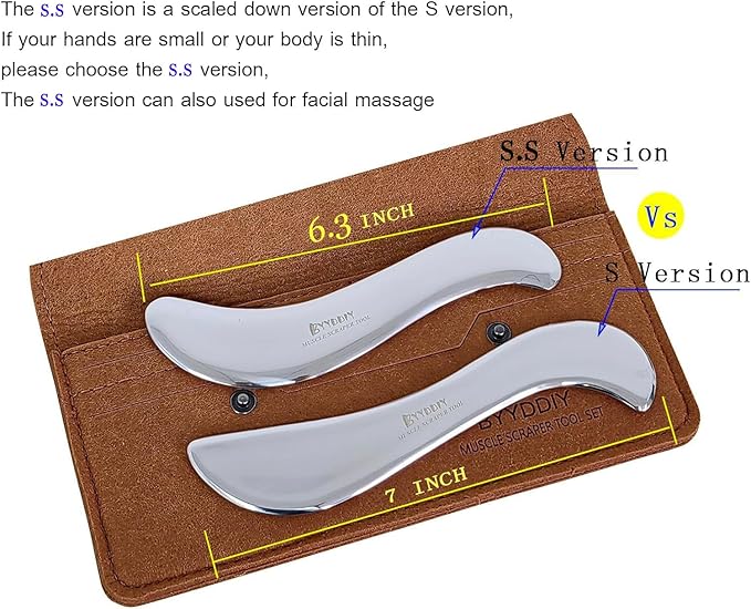 BYYDDIY Stainless Steel 6.3 inch Gua Sha Tool & Muscle Scraper Tool & Gua Sha Facial Tools (S.S)
