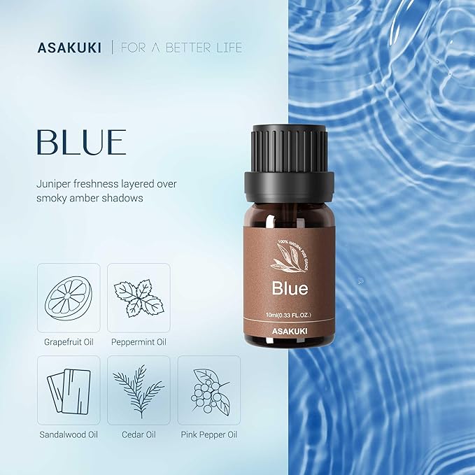 ASAKUKI Essential Oils Set – 6×10ml Cologne-Inspired Unisex Fragrance Oils for Diffusers – Elegant, Clean, and Confident Scents Loved by Women and Men